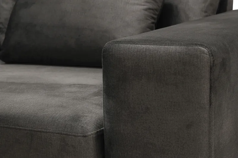 Grande 5-sits Soffa med Schäslong Vänster - Mörkgrå Sammet - Möbler - Soffa - Sammetssoffa