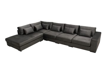 Grande 5-sits Soffa med Schäslong Vänster - Mörkgrå Sammet - Möbler - Soffa - Sammetssoffa