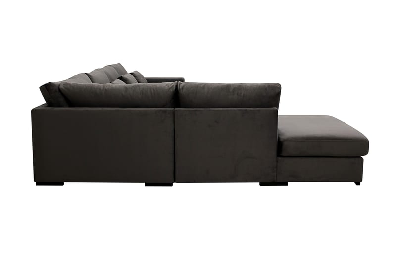 Grande 5-sits Soffa med Schäslong Vänster - Mörkgrå Sammet - Möbler - Soffa - Sammetssoffa