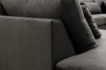 Grande 5-sits Soffa med Schäslong Vänster - Mörkgrå Sammet - Möbler - Soffa - Sammetssoffa