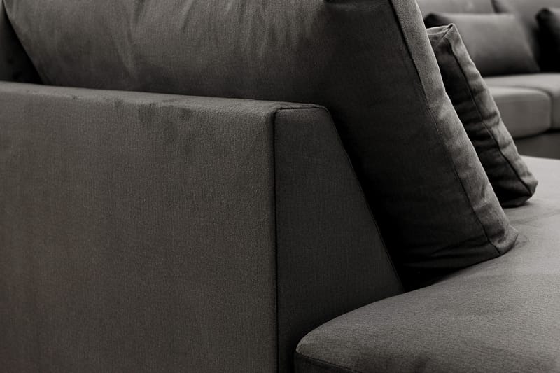 Grande 5-sits Soffa med Schäslong Vänster - Mörkgrå Sammet - Möbler - Soffa - Sammetssoffa