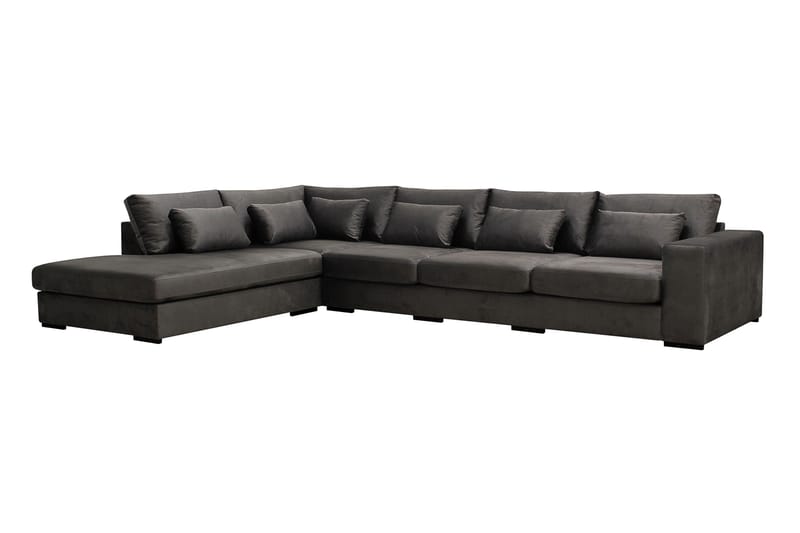 Grande 5-sits Soffa med Schäslong Vänster - Mörkgrå Sammet - Möbler - Soffa - Sammetssoffa