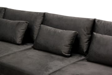 Grande 5-sits Soffa med Schäslong Vänster - Mörkgrå Sammet - Möbler - Soffa - Sammetssoffa