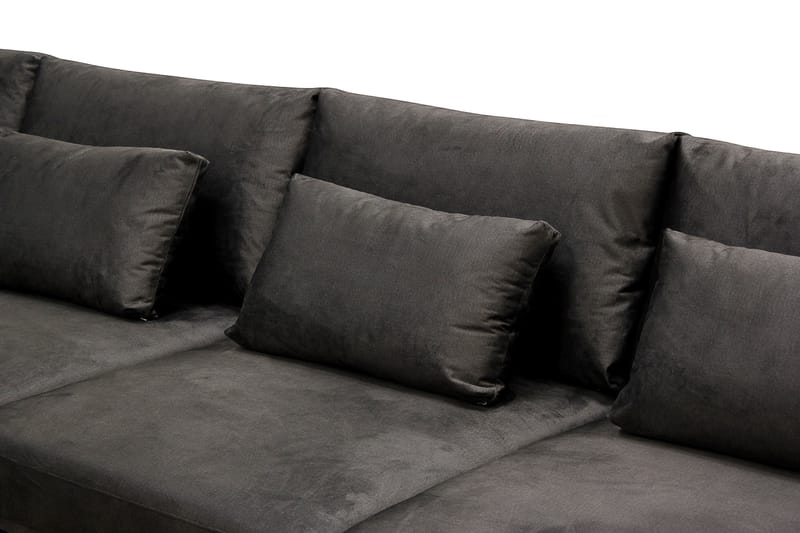 Grande 5-sits Soffa med Schäslong Vänster - Mörkgrå Sammet - Möbler - Soffa - Sammetssoffa
