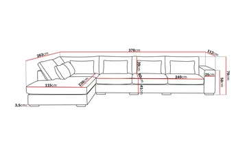 Grande 5-sits Soffa med Schäslong Vänster - Mörkgrå Sammet - Möbler - Soffa - Sammetssoffa