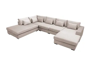 Grande 5-sits U-Soffa med Divan Höger - Beige Sammet - Möbler - Soffa - Sammetssoffa