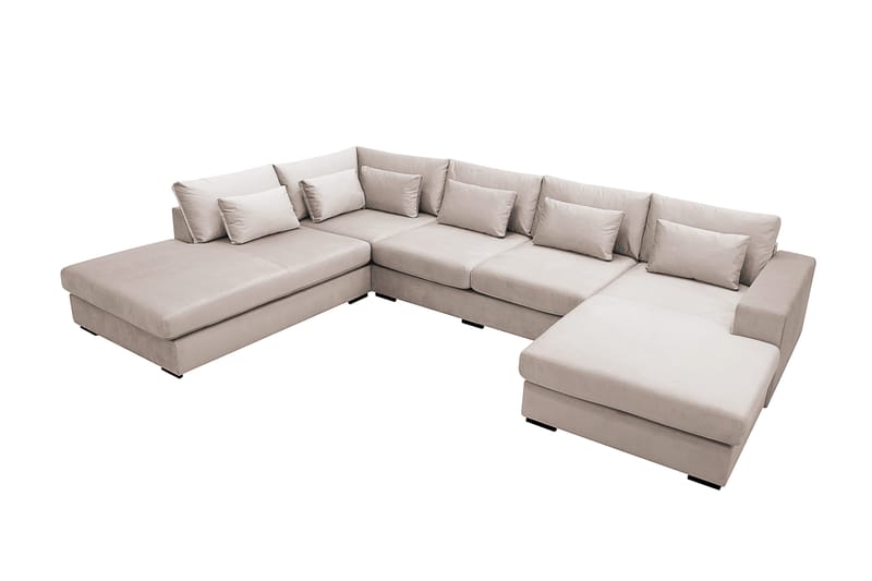 Grande 5-sits U-Soffa med Divan Höger - Beige Sammet - Möbler - Soffa - Sammetssoffa