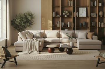 Grande 5-sits U-Soffa med Divan Höger - Beige Sammet - Möbler - Soffa - Sammetssoffa