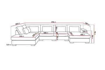 Grande 5-sits U-Soffa med Divan Höger - Beige Sammet - Möbler - Soffa - Sammetssoffa