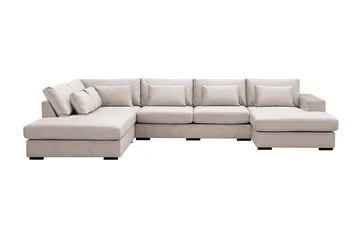 Grande 5-sits U-Soffa med Divan Höger - Beige Sammet - Möbler - Soffa - Sammetssoffa