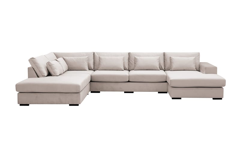 Grande 5-sits U-Soffa med Divan Höger - Beige Sammet - Möbler - Soffa - Sammetssoffa