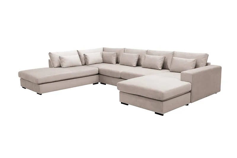 Grande 5-sits U-Soffa med Divan Höger - Beige Sammet - Möbler - Soffa - Sammetssoffa