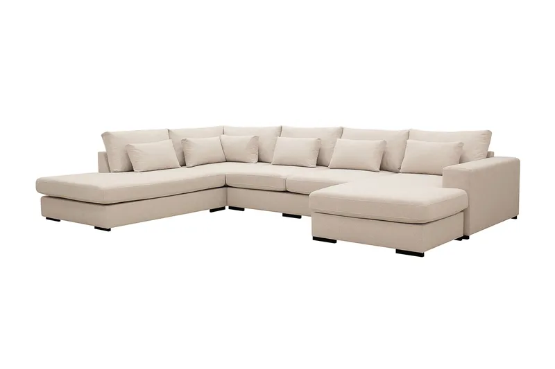 Grande 5-sits U-Soffa med Divan Höger - Beige Tyg - Möbler - Soffa - U-soffa