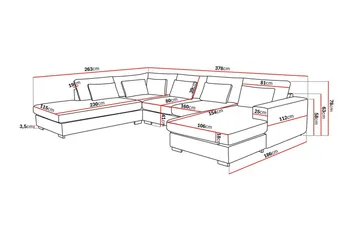 Grande 5-sits U-Soffa med Divan Höger - Mörkgrå Sammet - Möbler - Soffa - Sammetssoffa