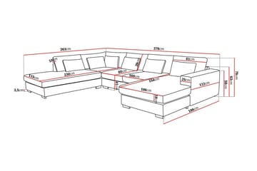 Grande 5-sits U-Soffa med Divan Höger - Mörkgrå Sammet - Möbler - Soffa - Sammetssoffa