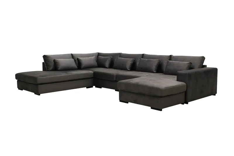 Grande 5-sits U-Soffa med Divan Höger - Mörkgrå Sammet - Möbler - Soffa - Sammetssoffa