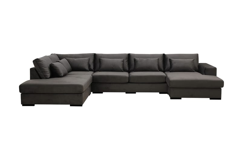 Grande 5-sits U-Soffa med Divan Höger, Mörkgrå Sammet