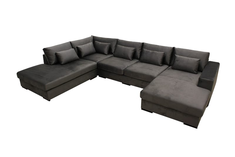 Grande 5-sits U-Soffa med Divan Höger - Mörkgrå Sammet - Möbler - Soffa - Sammetssoffa