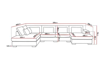 Grande 5-sits U-Soffa med Divan Höger - Mörkgrå Sammet - Möbler - Soffa - Sammetssoffa