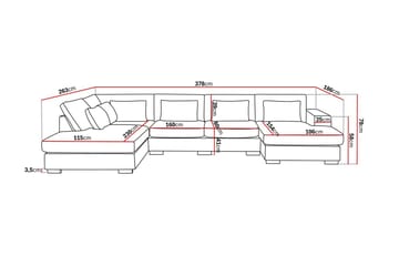 Grande 5-sits U-Soffa med Divan Höger - Mörkgrå Sammet - Möbler - Soffa - Sammetssoffa