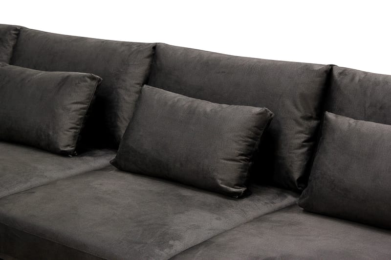 Grande 5-sits U-Soffa med Divan Höger - Mörkgrå Sammet - Möbler - Soffa - Sammetssoffa