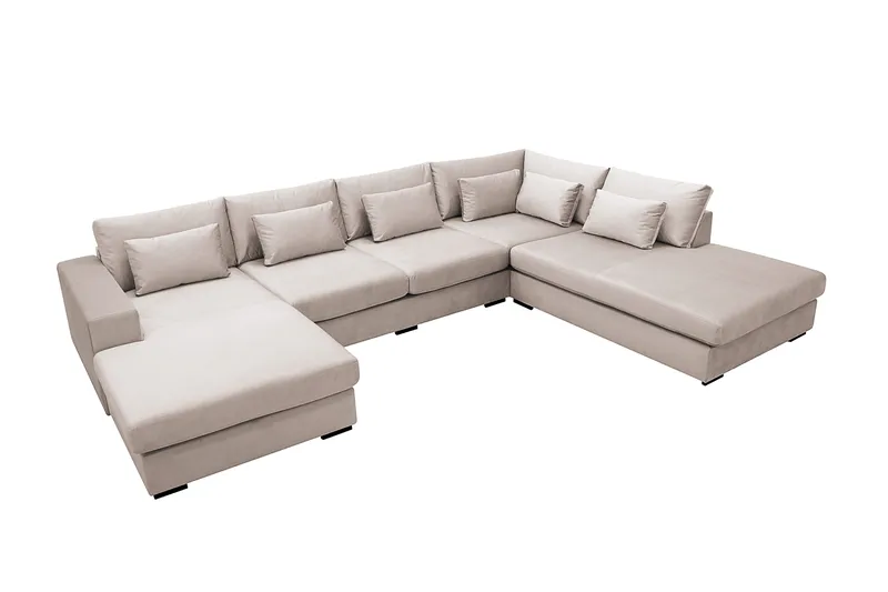 Grande 5-sits U-Soffa med Divan Vänster - Beige Sammet - Möbler - Soffa - Sammetssoffa