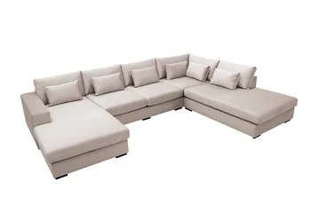 Grande 5-sits U-Soffa med Divan Vänster - Beige Sammet - Möbler - Soffa - Sammetssoffa