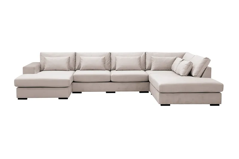 Grande 5-sits U-Soffa med Divan Vänster, Beige Sammet