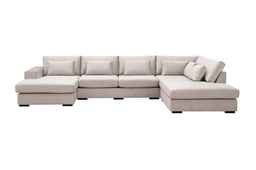 Grande 5-sits U-Soffa med Divan Vänster - Beige Sammet - Möbler - Soffa - Sammetssoffa