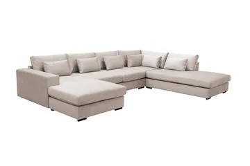 Grande 5-sits U-Soffa med Divan Vänster - Beige Sammet - Möbler - Soffa - Sammetssoffa