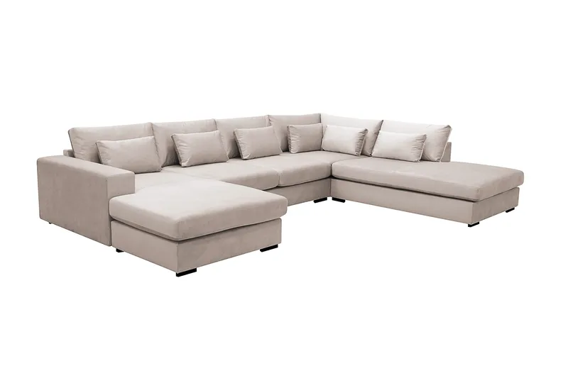 Grande 5-sits U-Soffa med Divan Vänster - Beige Sammet - Möbler - Soffa - Sammetssoffa