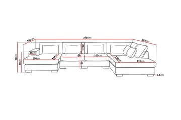 Grande 5-sits U-Soffa med Divan Vänster - Beige Tyg - Möbler - Soffa - U-soffa