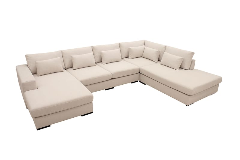 Grande 5-sits U-Soffa med Divan Vänster - Beige Tyg - Möbler - Soffa - U-soffa