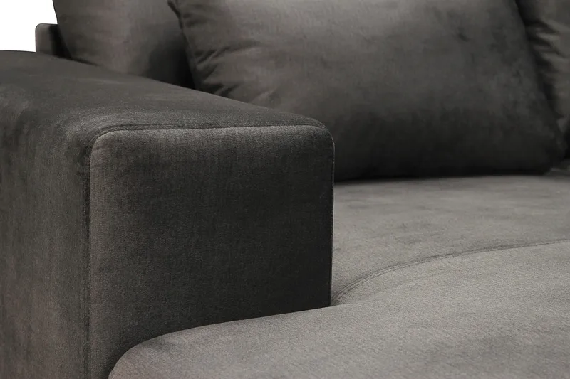 Grande 5-sits U-Soffa med Divan Vänster - Mörkgrå Sammet - Möbler - Soffa - Sammetssoffa