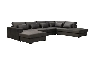 Grande 5-sits U-Soffa med Divan Vänster - Mörkgrå Sammet - Möbler - Soffa - Sammetssoffa