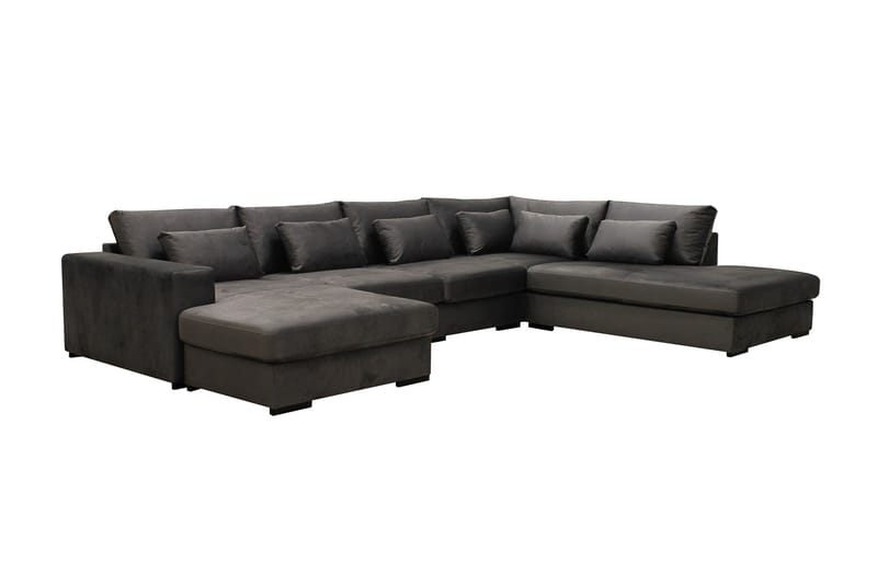 Grande 5-sits U-Soffa med Divan Vänster - Mörkgrå Sammet - Möbler - Soffa - Sammetssoffa