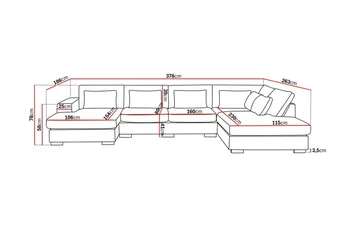 Grande 5-sits U-Soffa med Divan Vänster - Mörkgrå Sammet - Möbler - Soffa - Sammetssoffa
