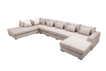 Grande 6-sits U-Soffa med Divan Höger - Beige Sammet - Möbler - Soffa - Sammetssoffa