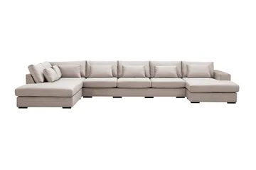 Grande 6-sits U-Soffa med Divan Höger - Beige Sammet - Möbler - Soffa - Sammetssoffa