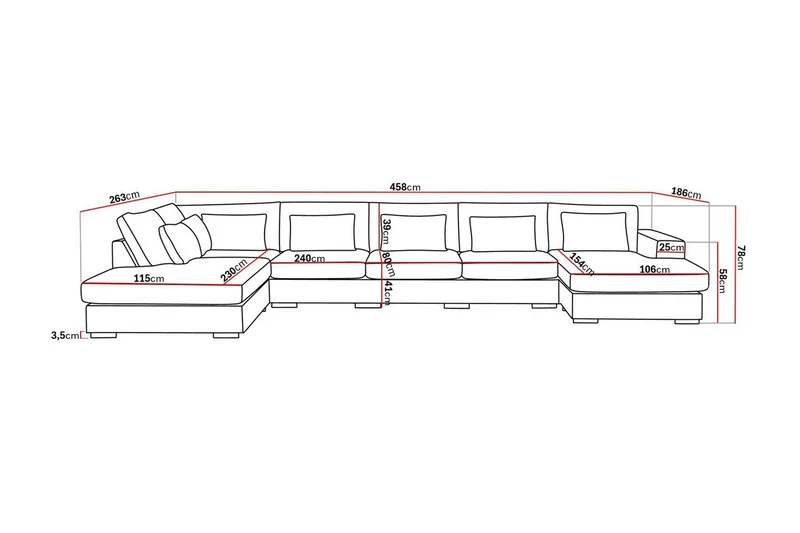 Grande 6-sits U-Soffa med Divan Höger - Beige Sammet - Möbler - Soffa - Sammetssoffa