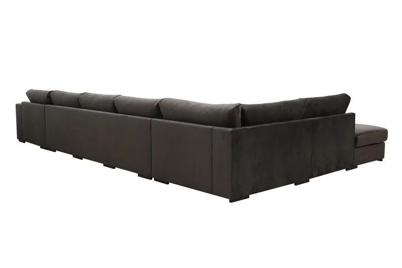 Grande 6-sits U-Soffa med Divan Höger - Mörkgrå Sammet - Möbler - Soffa - Sammetssoffa