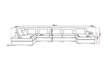 Grande 6-sits U-Soffa med Divan Höger - Mörkgrå Sammet - Möbler - Soffa - Sammetssoffa