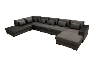 Grande 6-sits U-Soffa med Divan Höger - Mörkgrå Sammet - Möbler - Soffa - Sammetssoffa