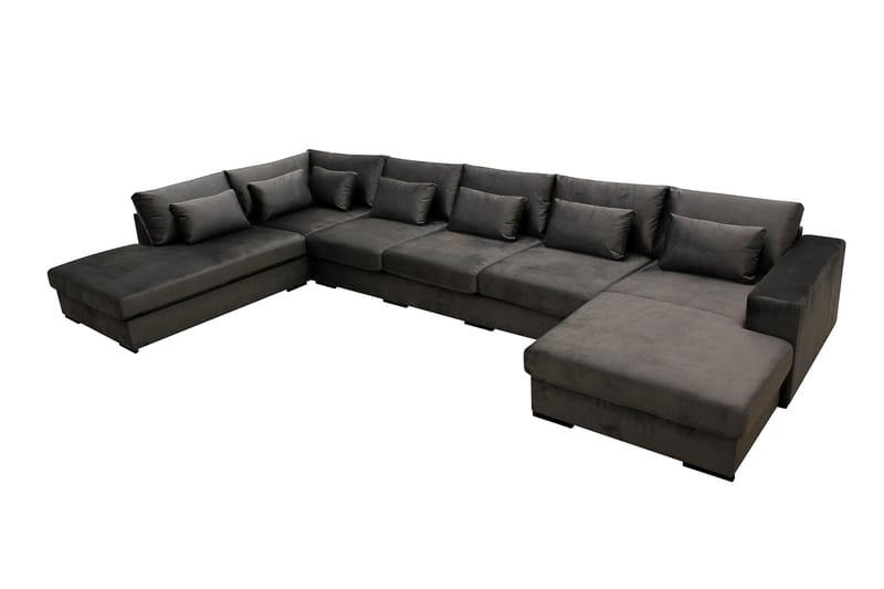 Grande 6-sits U-Soffa med Divan Höger - Mörkgrå Sammet - Möbler - Soffa - Sammetssoffa