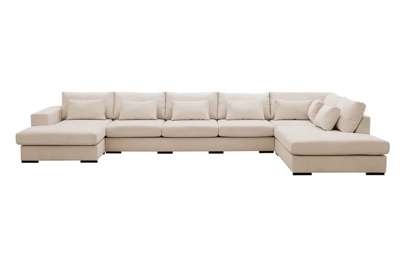 Grande 6-sits U-Soffa med Divan Vänster, Beige Manchester