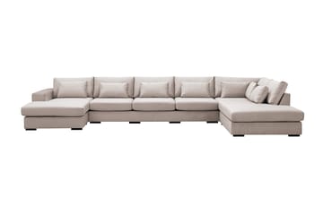 Grande 6-sits U-Soffa med Divan Vänster - Beige Sammet - Möbler - Soffa - Sammetssoffa