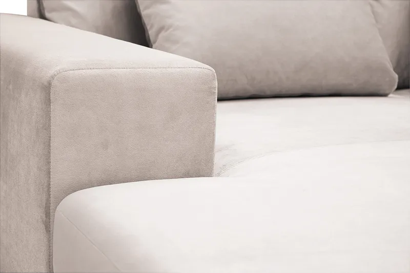 Grande 6-sits U-Soffa med Divan Vänster - Beige Sammet - Möbler - Soffa - Sammetssoffa