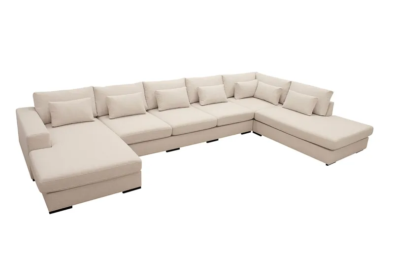 Grande 6-sits U-Soffa med Divan Vänster - Beige Tyg - Möbler - Soffa - U-soffa