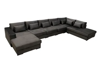 Grande 6-sits U-Soffa med Divan Vänster - Mörkgrå Sammet - Möbler - Soffa - Sammetssoffa
