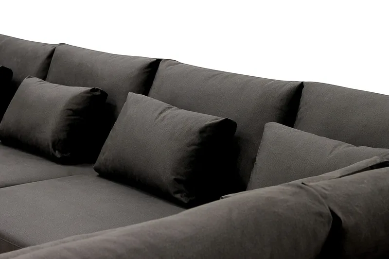 Grande 6-sits U-Soffa med Divan Vänster - Mörkgrå Sammet - Möbler - Soffa - Sammetssoffa